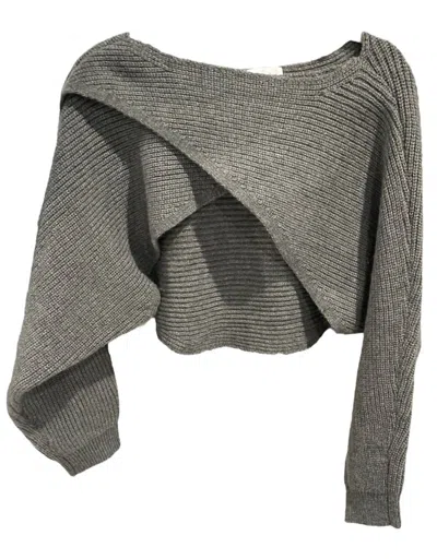 Compañía Fantástica Crisscross Knit Sweater In Grey In Green