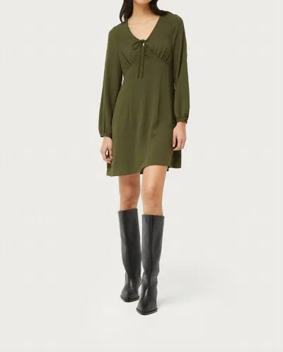 Compañía Fantástica Front Lace Up Detail Short Dress In Khaki Green In Multi