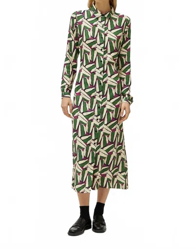 Compañía Fantástica Geometric Print Midi Dress In Green