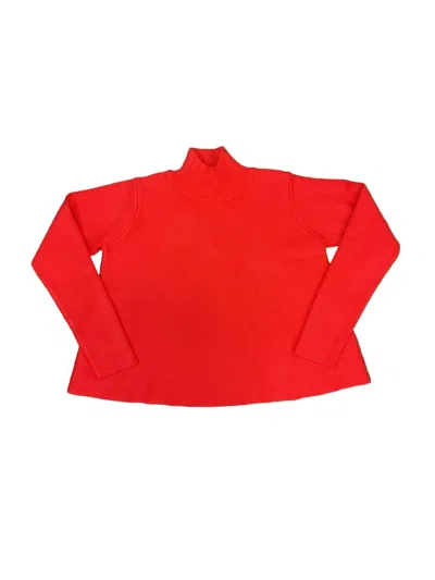 Compañía Fantástica Kids' Girl's Boxy Knit Mock Neck Sweater In Red