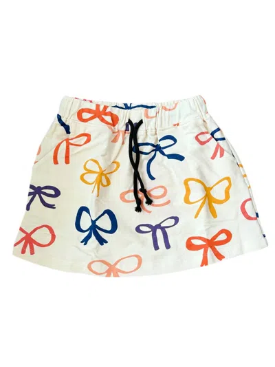 Compañía Fantástica Kids' Girl's Colorful Bow Sweat Skirt In Multi In White