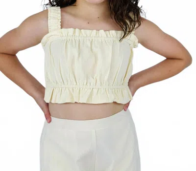 Compañía Fantástica Kids' Girl's Cropped Ruffle Top In Ivory In Multi