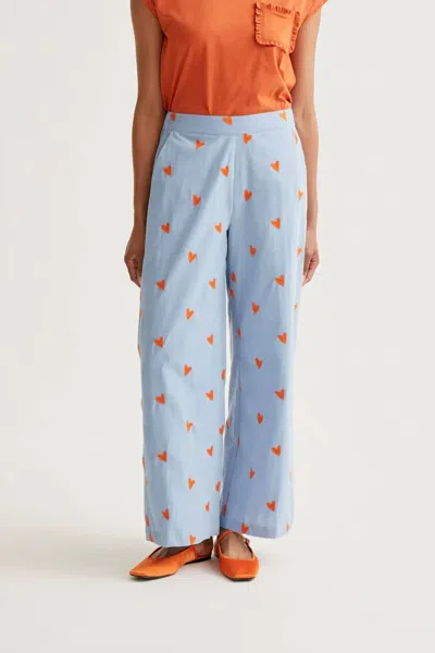 Compañía Fantástica Heart Print Pants In Blue