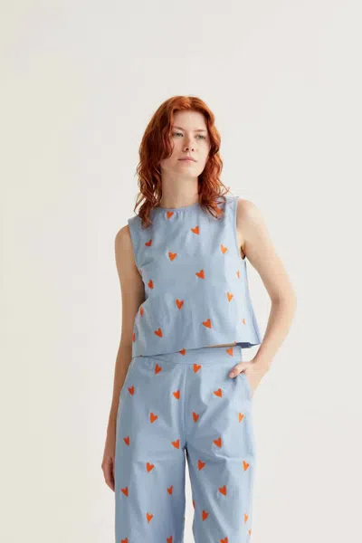 Compañía Fantástica Heart Print Top In Blue