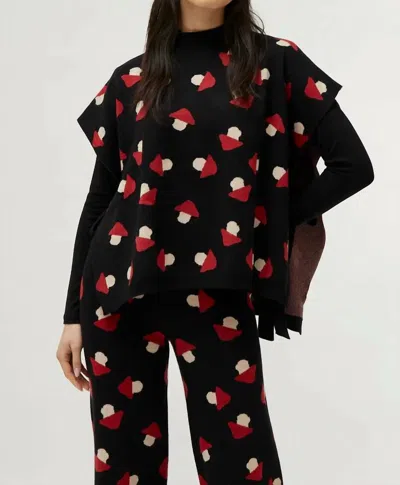 Compañía Fantástica Jacquard Knit Vest In Red/white Mushroom Print In Multi