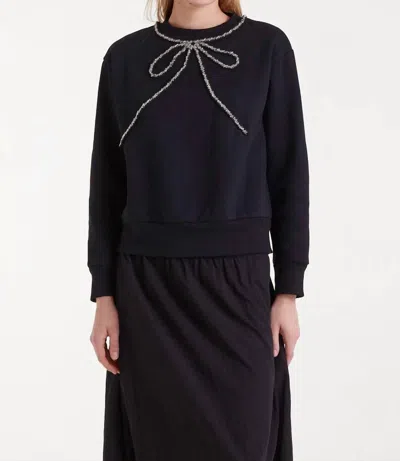 Compañía Fantástica Jewel Neck Tie Sweatshirt In Black