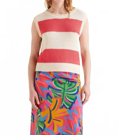 Compañía Fantástica Knit Sleeveless Stripe Top In Fuchsia/cream In Red