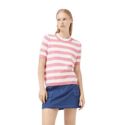 Compañía Fantástica Knitted T-shirt In Pink & White Stripes