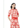 COMPAÑÍA FANTÁSTICA KNITTED TOP IN RED DAISY PRINT
