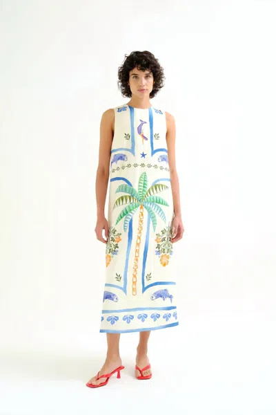 Compañía Fantástica Lagoon Maxi Dress In Ecru In Multi