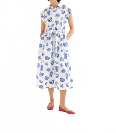 Compañía Fantástica Lobster Midi Dress In Blue In White