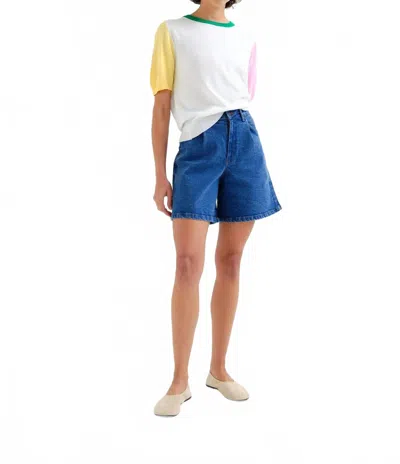 Compañía Fantástica Long Denim Shorts In Blue