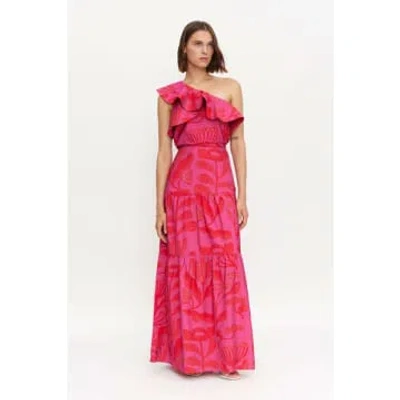 Compañía Fantástica Long Pink & Red Hortencia Floral Skirt