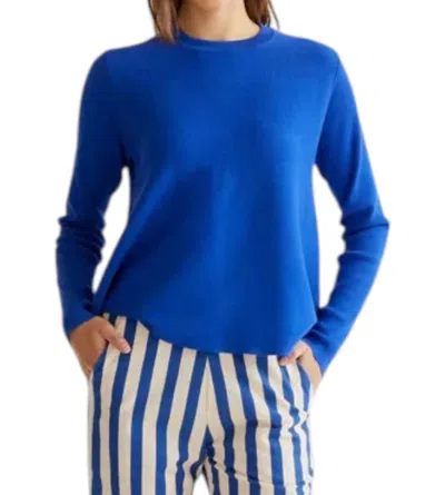 Compañía Fantástica Long Sleeve Knit Sweater In Blue In White