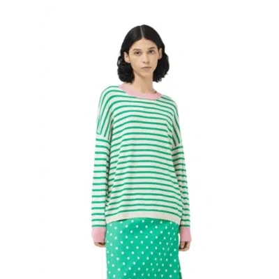Compañía Fantástica Long Sleeve Top In Green & White Stripes