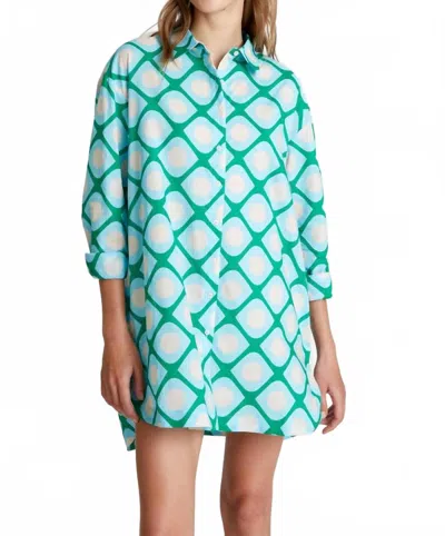 Compañía Fantástica Oversized Tunic In Turquoise Geo In Multi