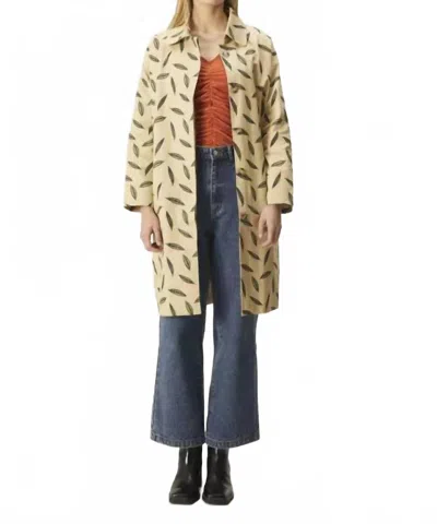 Compañía Fantástica Pea Print Midi Trench Coat In Beige In White