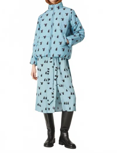Compañía Fantástica Penguin Print Quilted Bomber Jacket In Blue