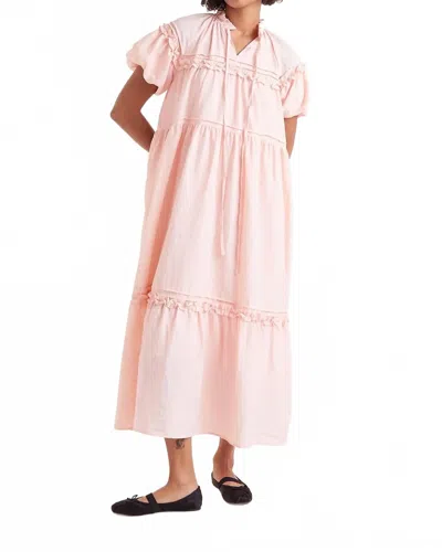 Compañía Fantástica Petunia Short Sleeve Long Dress In Light Pink