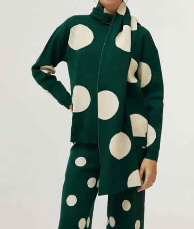 Compañía Fantástica Polka Dot Printed Jacquard Knit Scarf In Green