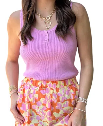 Compañía Fantástica Ribbed Button Tank In Pink