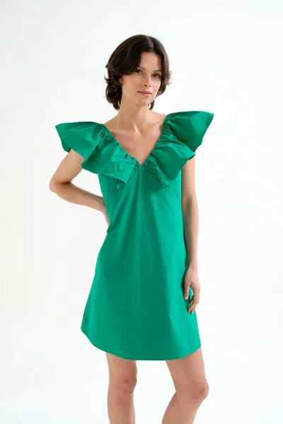 Compañía Fantástica Ruffle Mini Dress In Green