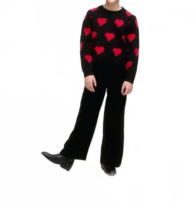 Compañía Fantástica Kids' Small Heart Knit Sweater Jumper In Black
