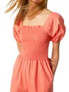 Compañía Fantástica Smocked Romper In Coral In Pink