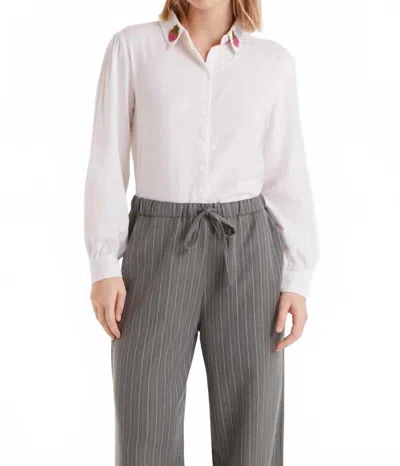 Compañía Fantástica Strawberry Collar Shirt In White