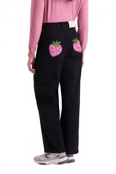 Compañía Fantástica Strawberry Embroidery Pocket Jean In Black