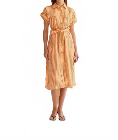 Compañía Fantástica Stripe Shirt Dress In Orange