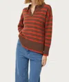 Compañía Fantástica Striped Polo Neck Sweater In Brown & Orange In Multi