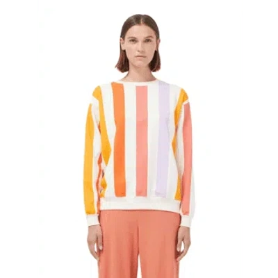 Compañía Fantástica Striped Sweat In Coral Stripes From In Pink