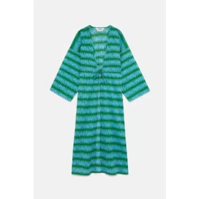 Compañía Fantástica Summer Vibes Striped Kimono In Green