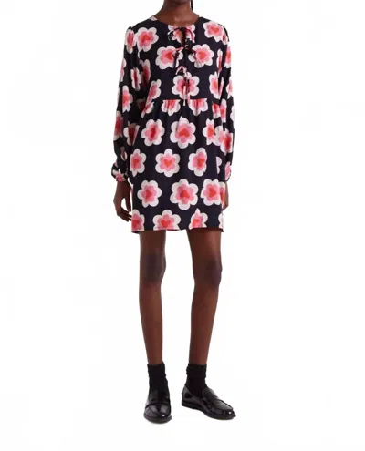 Compañía Fantástica Sweetheart Long Sleeve Dress In Black / Pink In Multi