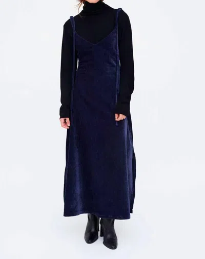 Compañía Fantástica Tie Shoulder Maxi Dress In Navy In Blue