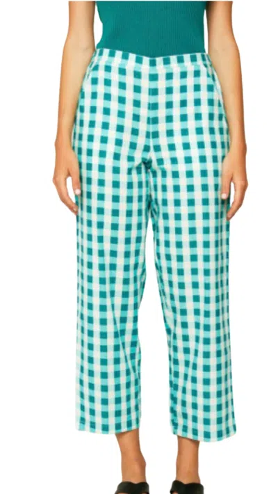 Compañía Fantástica Women's Cropped Pants In Blue Gingham In Green