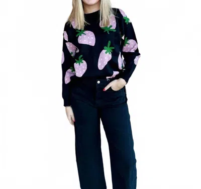 Compañía Fantástica Women's Strawberry Sweater In Pink Black