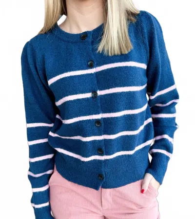 Compañía Fantástica Women's Striped Cardigan In Navy Blue