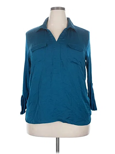 Pre-owned Company Ellen Tracy 3/4 Sleeve Blouse In Blue