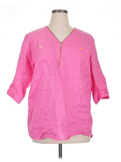 Pre-owned Company Ellen Tracy 3/4 Sleeve Blouse In Pink
