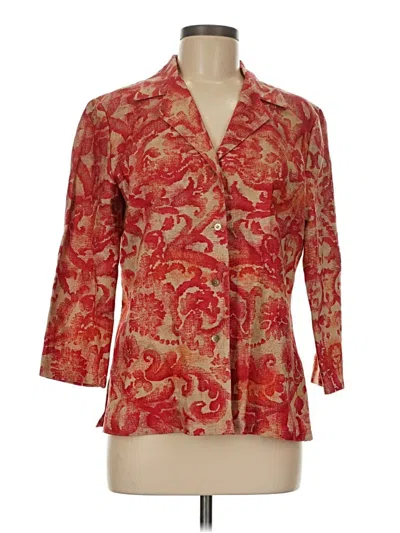 Pre-owned Company Ellen Tracy 3/4 Sleeve Blouse In Red