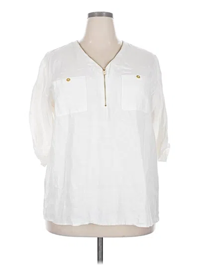 Pre-owned Company Ellen Tracy 3/4 Sleeve Button Down Shirt In Ivory