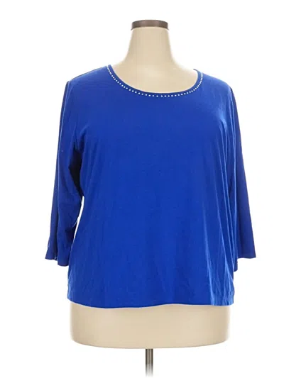 Pre-owned Company Ellen Tracy 3/4 Sleeve Top Blue Boatneck Tops