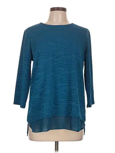 Pre-owned Company Ellen Tracy 3/4 Sleeve Top Teal Boatneck Tops