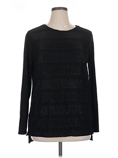 Pre-owned Company Ellen Tracy Long Sleeve Top Black Crew Neck Tops