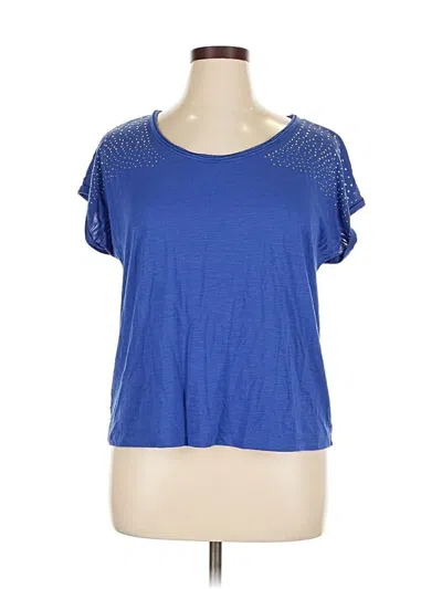 Pre-owned Company Ellen Tracy Short Sleeve Top Blue Scoop Neck Tops
