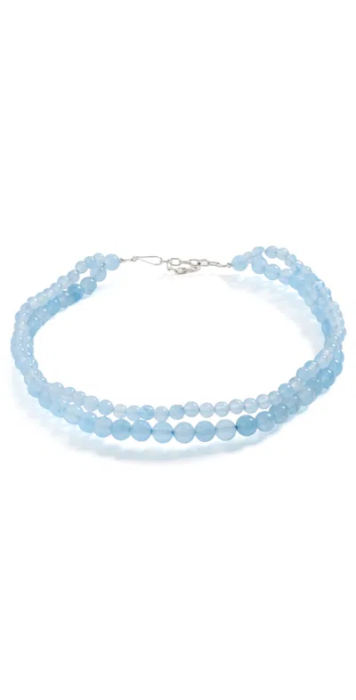 Completedworks Agate Beads Necklace Silver Plated Blue