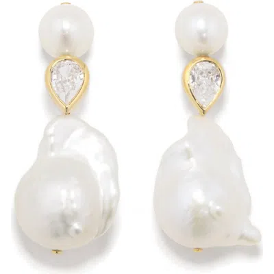 Completedworks Baroque Pearl & Cubic Zirconia Drop Earrings In Metallic