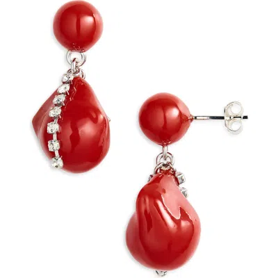 Completedworks Bead & Rhinestone Drop Earrings In Red